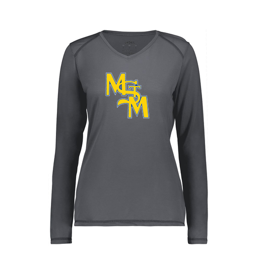 [6847.98D.XS-LOGO1] Women's SoftTouch Long Sleeve (Female Adult XS, Gray, Logo 1)