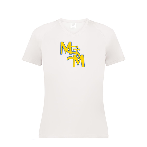 [2792.005.XS-LOGO1] Ladies Smooth Sport V-Neck T-Shirt (Female Adult XS, White, Logo 1)