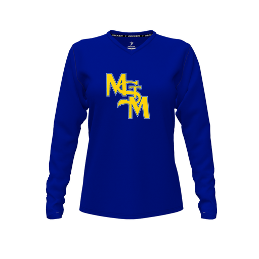 [CUS-DFW-TEES-CMF-VNK-LSL-RYL-FYXS-LOGO1] Comfort T-Shirt (Female Youth XS, Royal, V Neck, Logo 1, Long Sleeve)