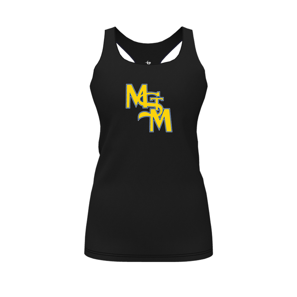 [FT0TRBBK-FAL-LOGO1] Decker Racerback Tank Top (Female Adult L, Black, Logo 1)