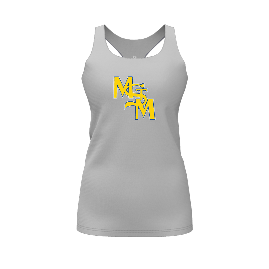 [FT0TRBGY-FYS-LOGO1] Decker Racerback Tank Top (Gray, Female Youth S, Logo 1)