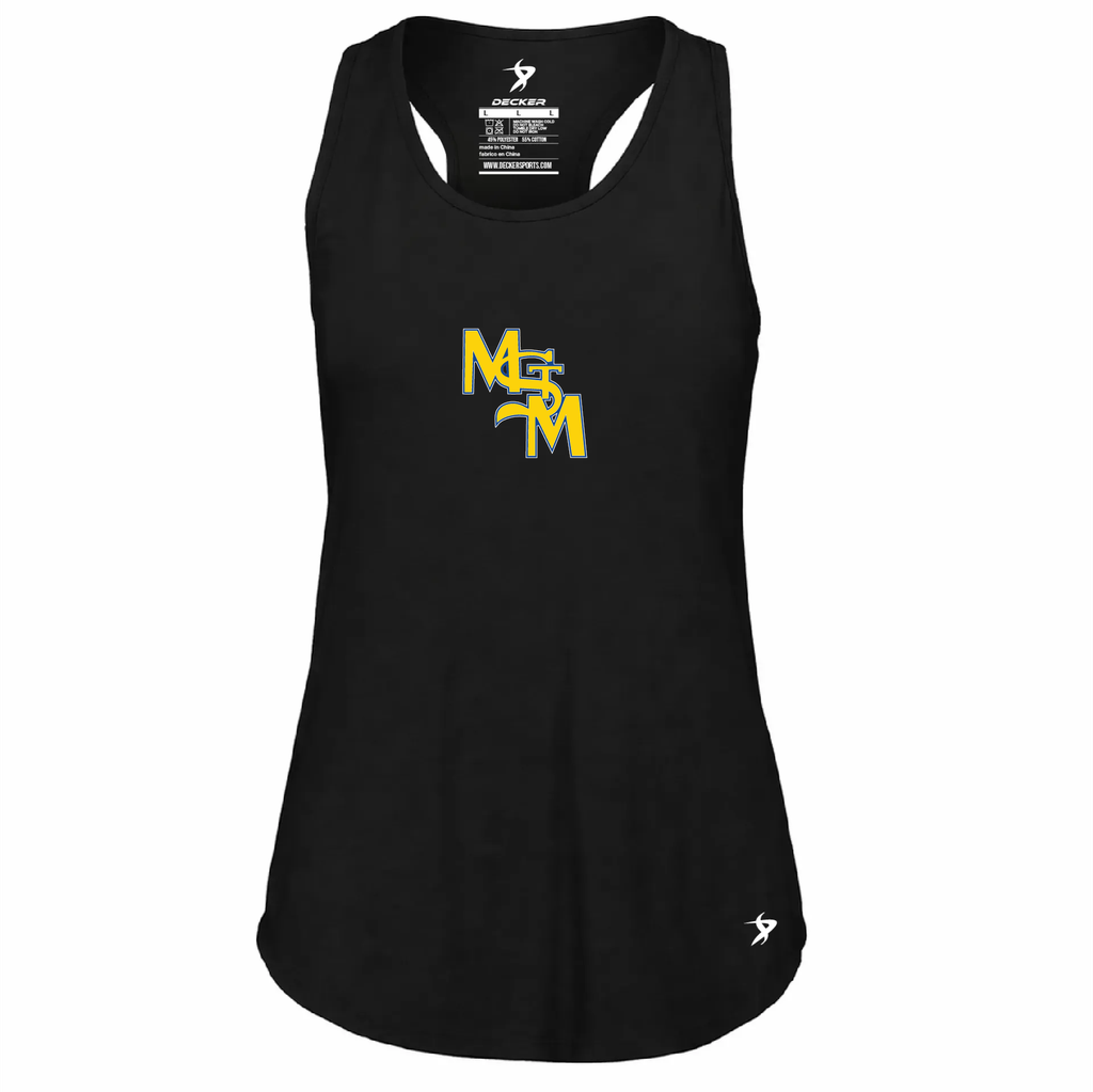 [FT0TUBBK-FAXS-LOGO1] Decker Women's Tri-Blend Tank Top (Black, Female Adult XS, Logo 1)