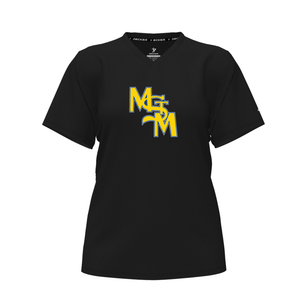 [CUS-DFW-TEES-PER-CNK-LSL-BLK-FYXS-LOGO1] Decker Performance T-Shirt (Crew Neck, Long Sleeve, Black, Female Youth XS, Logo 1)