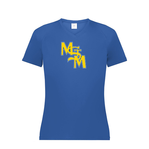 [2792.060.XS-LOGO1] Ladies Smooth Sport V-Neck T-Shirt (Female Adult XS, Royal, Logo 1)