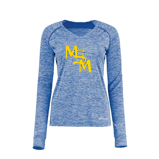 [222770.U55.XS-LOGO1] Ladies Electric Long Sleeve Shirt (Female Adult XS, Royal, Logo 1)