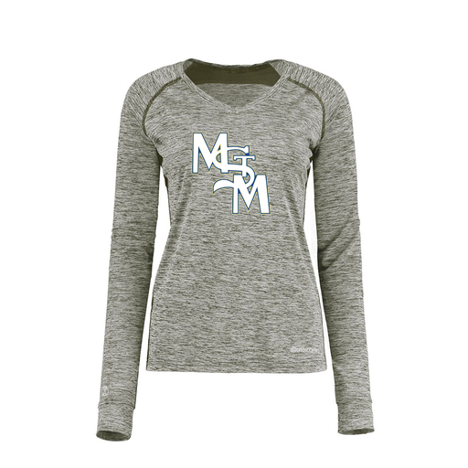 [222770.K94.XS-LOGO2] Ladies Electric Long Sleeve Shirt (Female Adult XS, Gray, Logo 2)