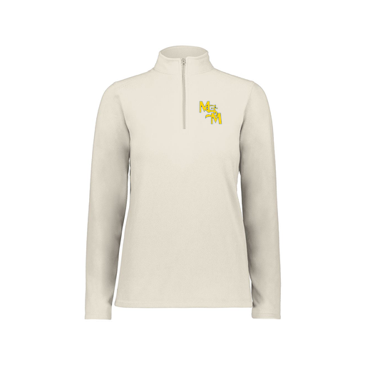 [6864.53T.XS-LOGO1] Ladies MicroFleece 1/4 Zip Pullover (Female Adult XS, White, Logo 1)