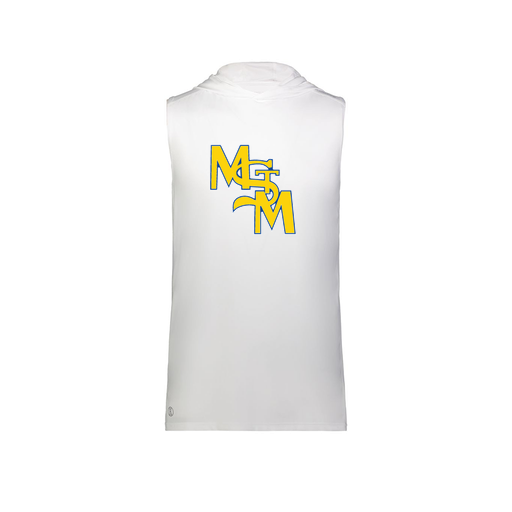 [222590.005.XS-LOGO1] Men's CoolDry Sleeveless Hoodie (Adult XS, White, Logo 1)