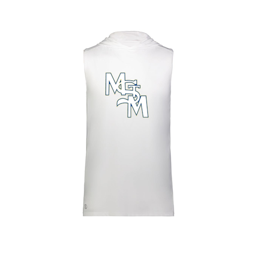 [222590.005.XS-LOGO2] Men's CoolDry Sleeveless Hoodie (Adult XS, White, Logo 2)