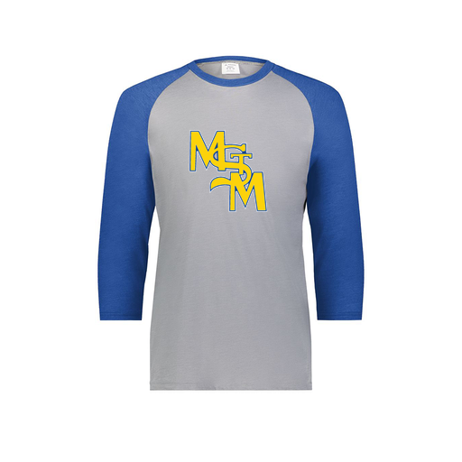 [6879.28V.S-LOGO1] Men's Vintage 3/4 Sleeve T-Shirt (Adult S, Royal, Logo 1)