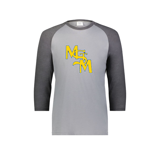 [6879.30V.S-LOGO1] Men's Vintage 3/4 Sleeve T-Shirt (Adult S, Gray, Logo 1)