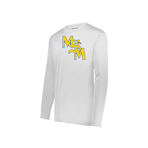 [222823.005.S-LOGO1] Youth LS Smooth Sport Shirt (Youth S, White, Logo 1)