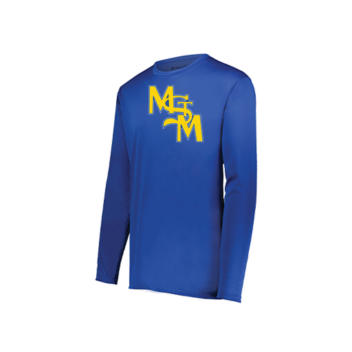 [222823.060.S-LOGO1] Youth LS Smooth Sport Shirt (Youth S, Royal, Logo 1)