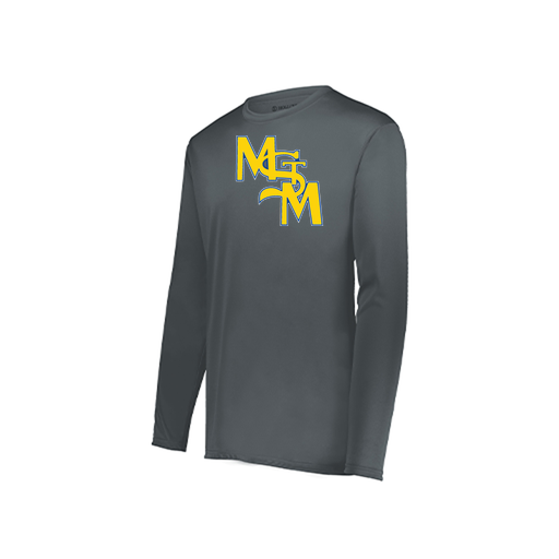 [222823.059.S-LOGO1] Youth LS Smooth Sport Shirt (Youth S, Gray, Logo 1)