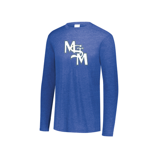 [FTLCUBRY-YS-LOGO2] Decker Youth Tri-Blend T-Shirt - Long Sleeve (Youth S, Royal, Logo 2)