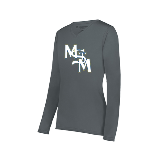 [222824.059.S-LOGO2] Ladies LS Smooth Sport Shirt (Female Adult S, Gray, Logo 2)