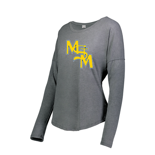 [3077.013.XS-LOGO1] Ladies LS Ultra-blend T-Shirt (Female Adult XS, Gray, Logo 1)
